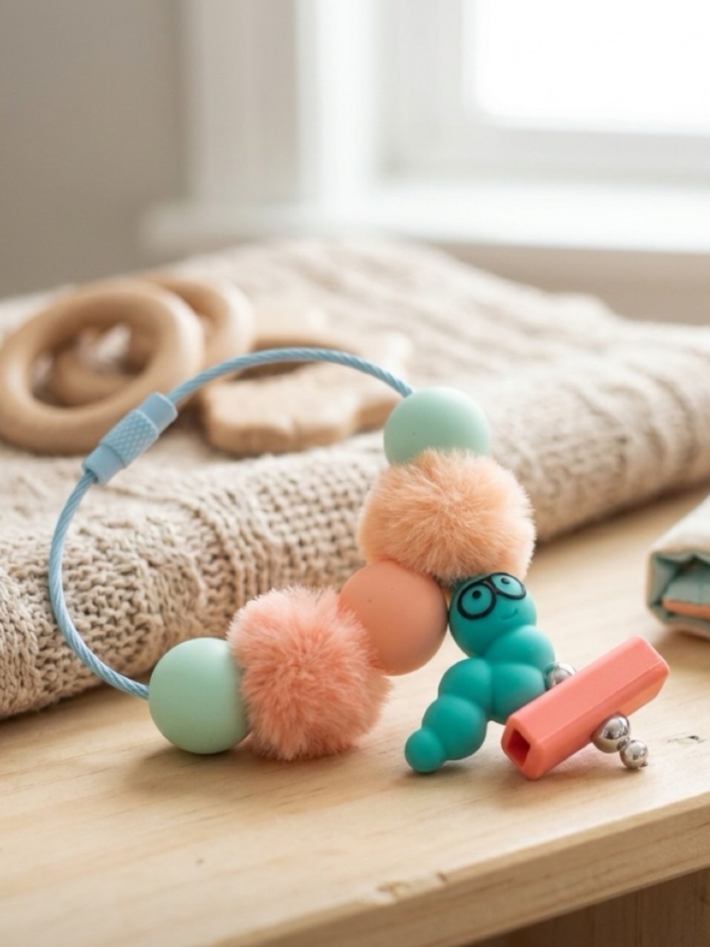 TEAL BOOK WORM CHARM